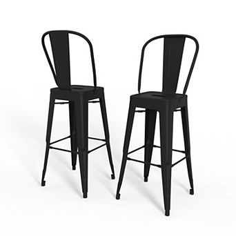 Simpli Home Fletcher Industrial Metal Bar Stool 2 pc Set