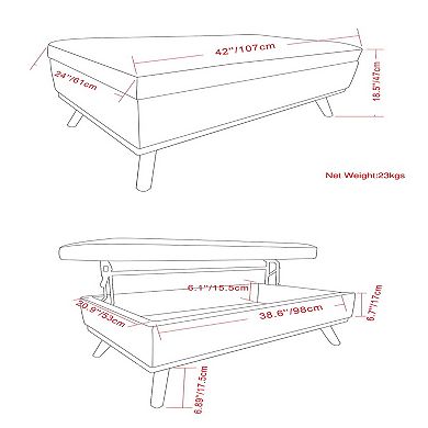 Simpli Home Owen 42-in. Lift-Top Coffee Table / Storage Ottoman