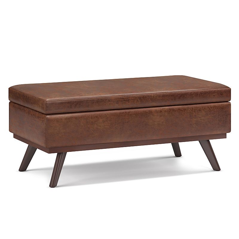 Simpli Home - Owen Lift Top Large Coffee Table Storage Ottoman - Distressed Saddle Brown