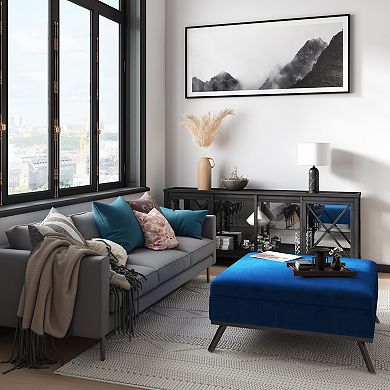 Simpli Home Owen Square Coffee Table Storage Ottoman