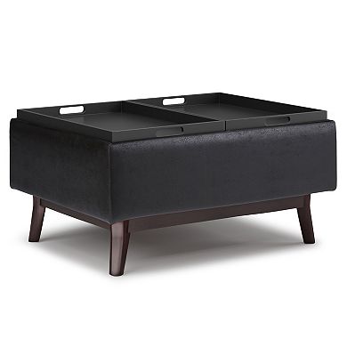 Simpli Home Owen Tray Top Small Coffee Table Storage Ottoman