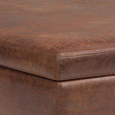 Simpli Home Owen XL Square Coffee Table Storage Ottoman