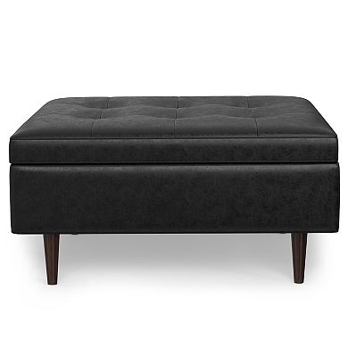 Simpli Home Shay 38-in. Mid-Century Square Coffee Table / Storage Ottoman