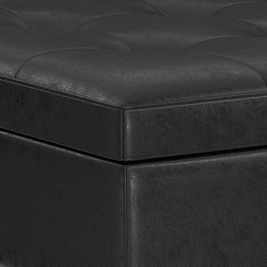 Simpli Home Shay 38-in. Mid-Century Square Coffee Table / Storage Ottoman