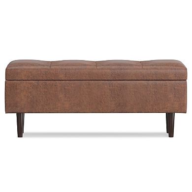 Simpli Home Shay 48-in. Mid-Century Storage Ottoman