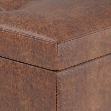 Simpli Home Shay 48-in. Mid-Century Storage Ottoman