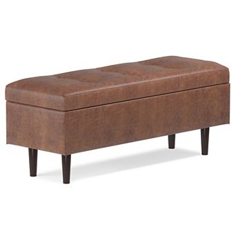 Simpli Home Shay 48 in Mid-Century Storage Ottoman