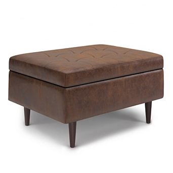Simpli Home Shay 34 in Mid-Century Coffee Table / Storage Ottoman