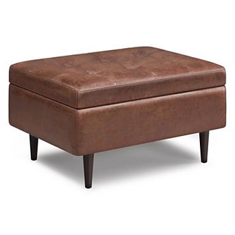 Simpli Home Shay 34 in Mid-Century Coffee Table / Storage Ottoman