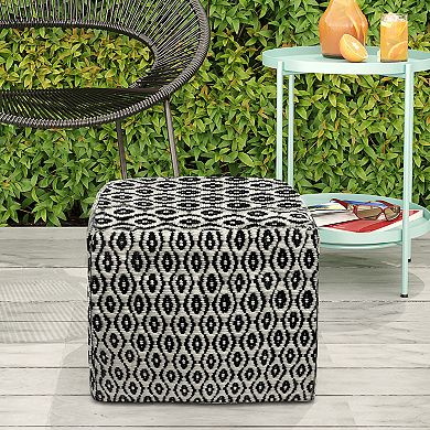 Simpli Home Kiana 18-in. Square Woven Indoor / Outdoor Pouf