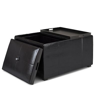 Simpli Home Avalon Small Coffee Table Storage Ottoman