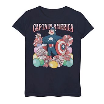 Girls 7-16 Marvel Captain America Collecting Eggs Since 41 Easter Graphic Tee