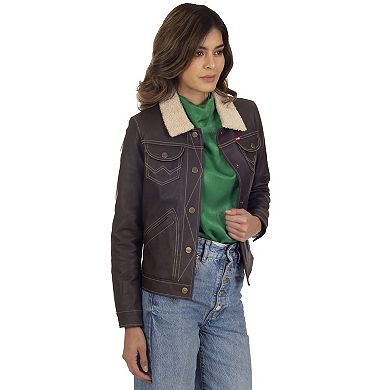 Women's Wrangler Sherpa-Lined Faux-Leather Jacket