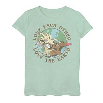 Girls 7-16 Nickelodeon Angry Beavers Love Each Other Love The Earth Graphic Tee