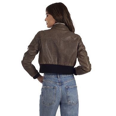 Women's Lee® Crop Faux-Leather Bomber Jacket