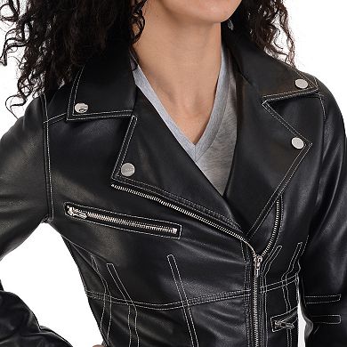 Women's Nine West Faux-Leather Biker Jacket