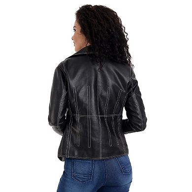 Women's Nine West Faux-Leather Biker Jacket