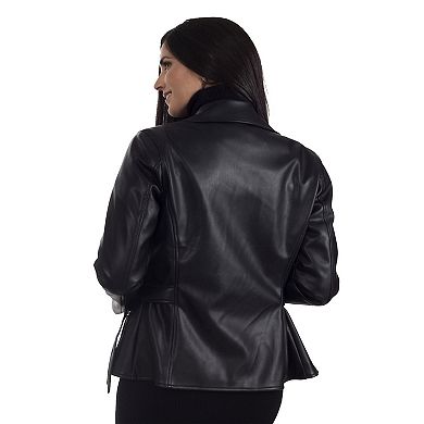 Women's Nine West Faux-Leather Biker Jacket