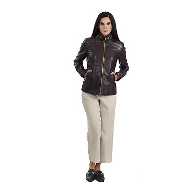 Women's Nine West Classic Faux-Leather Biker Jacket