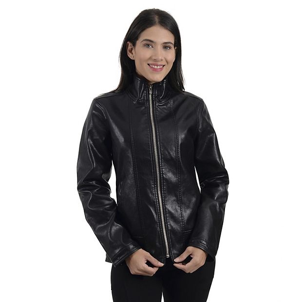 Women's Nine West Classic Faux-Leather Biker Jacket