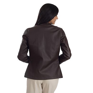 Women's Nine West Café Faux-Leather Racer Jacket