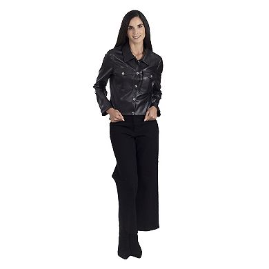 Women's Nine West Faux-Leather Trucker Shacket