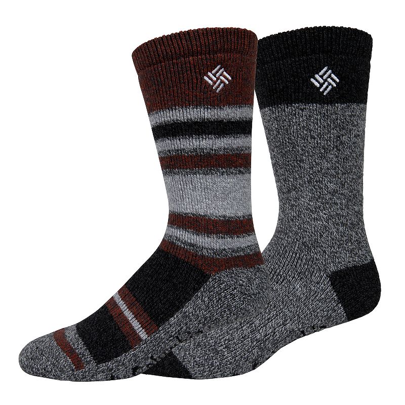 Mens Columbia Lifestyle Repreve Marl Stripe Crew Socks, Size: 10-13, Grey