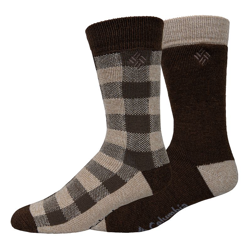 Mens Columbia Lifestyle Check Mate Medium Thermal 2-Pack Crew Socks, Size: