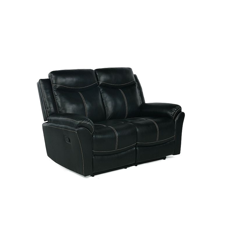 Relax-a-Lounger Preston Faux Leather Recliner Loveseat Couch, Black