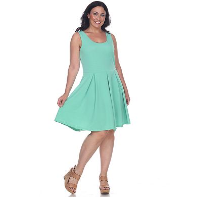 Plus Size White Mark Pleated Fit & Flare Dress