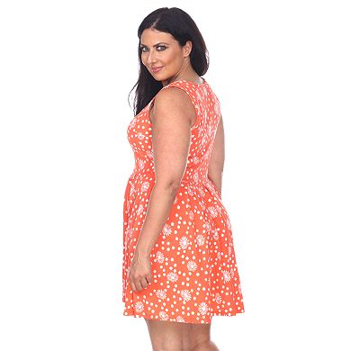 Plus Size White Mark Pleated Fit & Flare Dress