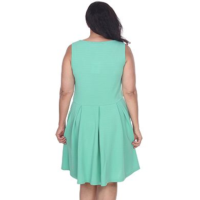 Plus Size White Mark Pleated Fit & Flare Dress