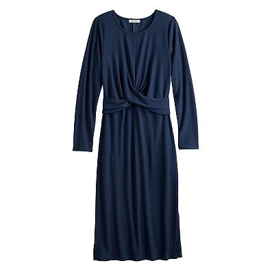 nine west navy blue dress Women's Nine West Ribbed Long Sleeve Dress
