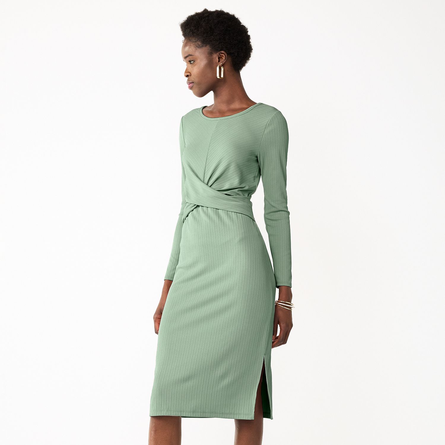 green casual dress