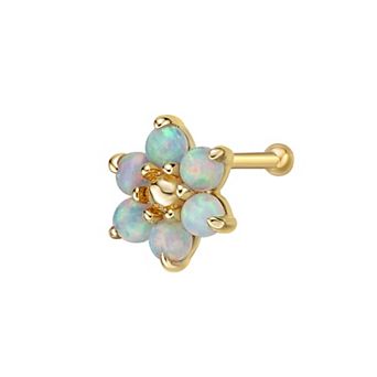 Lila Moon 14k Gold Lab-Created Opal Flower Nose Ring