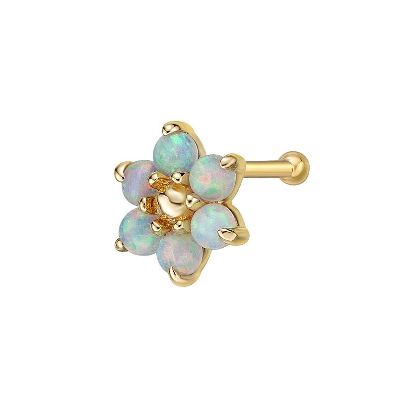 Lila Moon 14k Gold Lab-Created Opal Flower Nose Ring, Womens, White