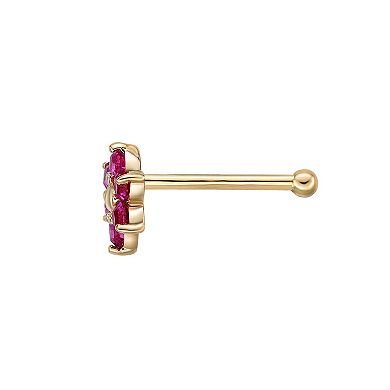 Lila Moon 14k Gold Crystal Accent Flower Nose Ring