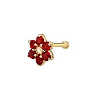 Lila Moon 14k Gold Crystal Accent Flower Nose Ring