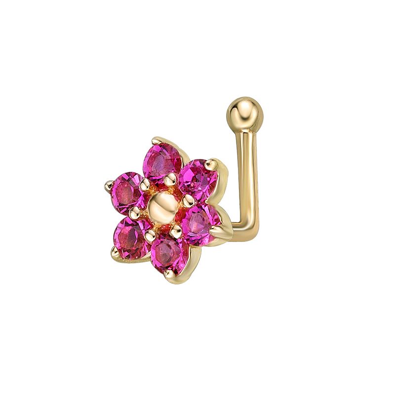 Lila Moon 14k Gold Flower Nose Ring, Womens, Pink