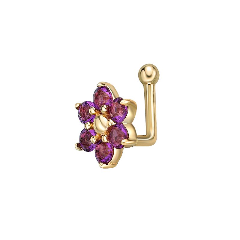 Lila Moon 14k Gold Flower Nose Ring, Womens, Purple