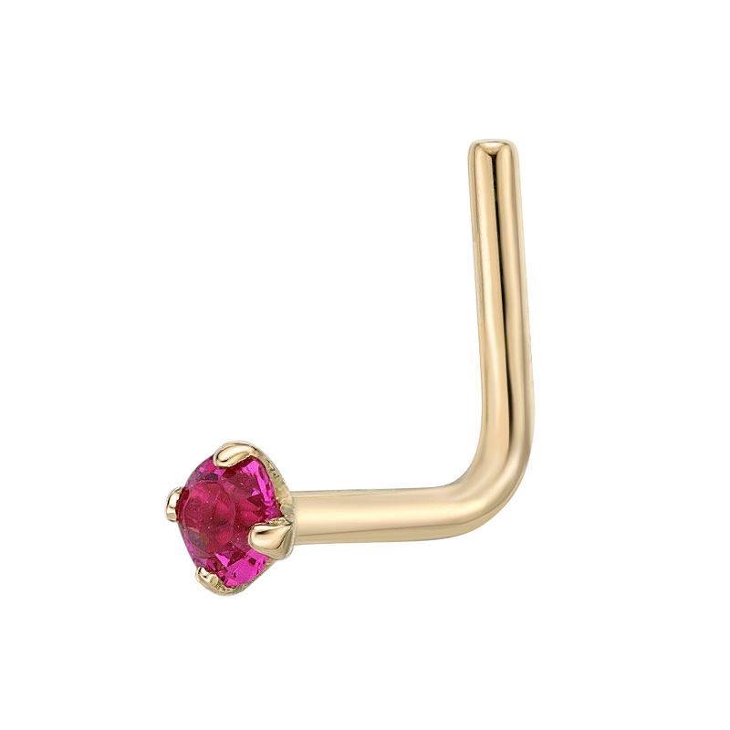 55668563 Lila Moon 10k Gold Pink Crystal Accent Nose Ring,  sku 55668563