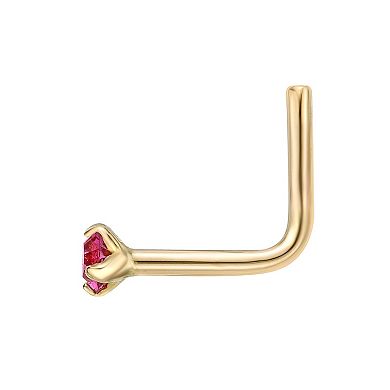 Lila Moon 10k Gold Pink Crystal Accent Nose Ring