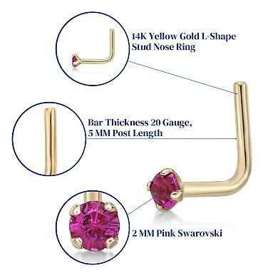 Lila Moon 10k Gold Pink Crystal Accent Nose Ring
