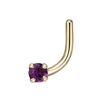 Lila Moon 14k Gold Purple Crystal Accent Nose Ring