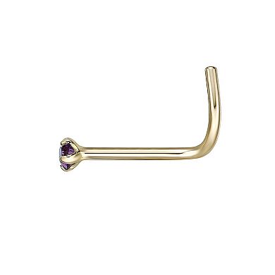 Lila Moon 14k Gold Purple Crystal Accent Nose Ring
