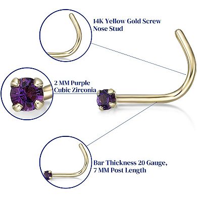 Lila Moon 14k Gold Purple Crystal Accent Nose Ring