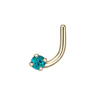 Lila Moon 14k Gold Blue Crystal Accent Nose Ring