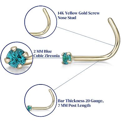 Lila Moon 14k Gold Blue Crystal Accent Nose Ring