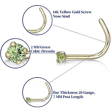 Lila Moon 14k Gold Green Crystal Accent Nose Ring
