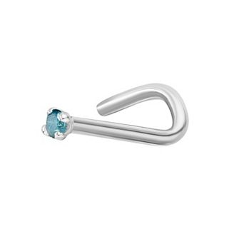 Lila Moon 14k White Gold Blue Diamond Accent Nose Ring